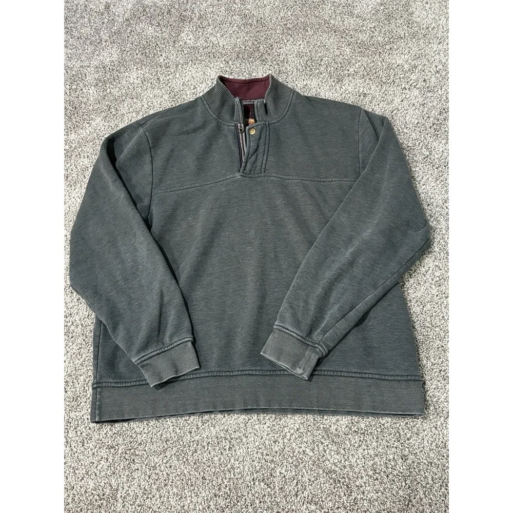Orvis Mens Gray Snap Closure Quarter Zip Pullover Sweater Size XL